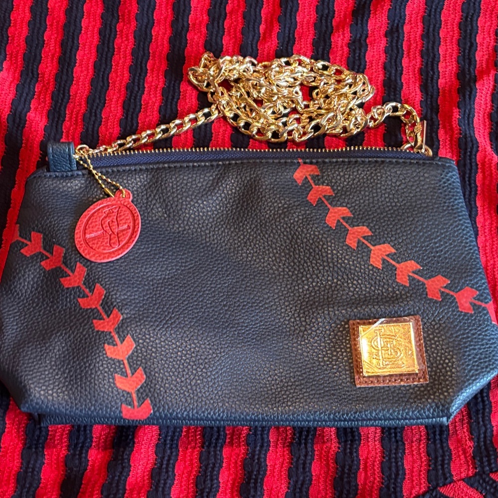 St. Louis Cardinal Navy Blue Baseball Stitch Chain Bag